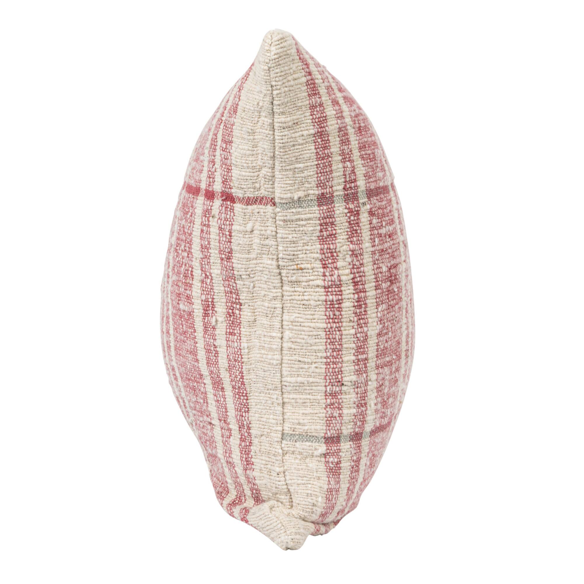Hello Honey® Natural & Red Grid Pattern Cotton Slub Lumbar Pillow